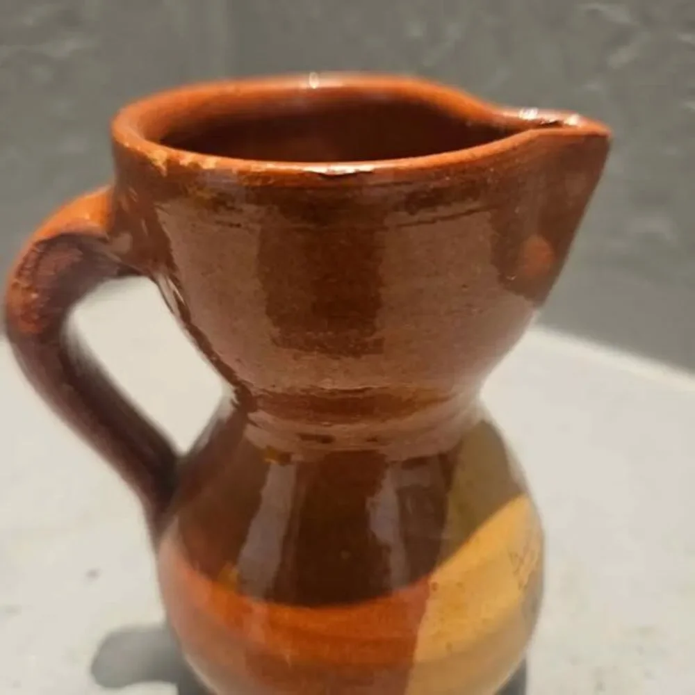 Miniature Spanish Glazed Pottery Water Jug Souvenir 3.5